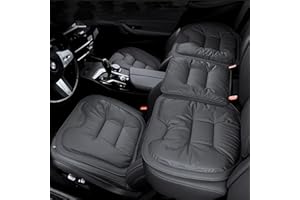 Ywooon Cuscino per Sedile Posteriore Auto, Cuscino del Sedile per Auto Coprisedile Comfort Traspirante in Nappa, Coprisedile Universale Auto Pelle per Sedile Anteriori (Nero, 5 Pezzo)