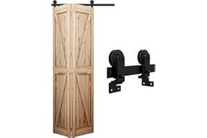 Wolfbird 3.3ft / 100cm Rail Porte Coulissante Pliante Kit Roulette Suspendue Systeme de porte coulissante pliante, kit de porte pliante pour ouverture de porte de 80-90cm