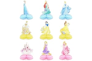 BLLREMIPSUR 9 Stück Prinzessin Geburtstagsfeier Schloss Honeycomb Mittelstück Babyparty Mädchen Prinzessin Thema Tischdekoration Dekorationen Zubehör