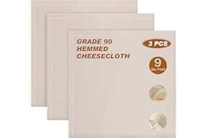 YEASING Cheesecloth Muslin Cloth 20 x 20 Inches Reusable Cheesecloths 3 Pcs Cheese Cloth Grade 90 Unbleached Cheese Cloths for Cooking Straining Canning Steaming
