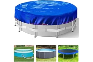 YCXXKJ 2-in-1 Winter- und Sommer-Poolabdeckung rund für Pools Ø 420-460 cm, UV-beständige Solar Pool Abdeckplane aus 200g/m² PE Material, Passend für Ø 460 cm Pools, Gesamtgröße Ø520cm