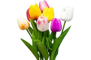 SZXMDKH 8Pcs Fiori Artificiali di Tulipani Tulipani Finti Bouquet Real Touch Flowers for Decor, Matrimonio,Casa,Festa,Festival,Composizioni Floreali,Bouquet da Sposa(Colorato)