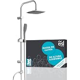 EISL Easy Fresh DX12006 2-in-1 Shower Set, Large Wall Shower and Hand Shower, Tapless Spray, Complete Installation Kit, Chrom
