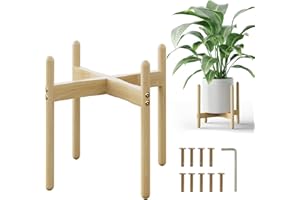 Gorouy Soporte de Plantas de Interior de Madera, Pequeño Soporte para Macetas 25x23 cm, Maceteros Decorativos Interior Moderno de Estilo Mid-Century, Decoración Interior Exterior Hogar, Jardín