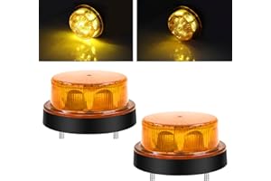 NWPANGU Gyrophare LED Orange Stroboscopique Signalement d'avertissement Lumières Flash Strobe Beacons Pour Camion Remorque Voiture Van, 2PCS