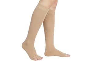 ADFUENOM 23-32 mmHg Ohne Spitze Kompressionsstrümpfe für Damen & Herren,Medizinische Stützstrümpfe Klasse 2 für Flug Reise Alltag Schwangerschaft Krampfadern.AtmungsaktiveThrombosestrümpfe mit offenen Zehen