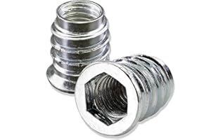 Mprofi MT® 10 Pezzi | Dado Esagonale Inserti M10 x 20mm | Inserti Filettati | Manicotti Filettati | Inserto in Legno per Dadi | per Mobili in Legno | Dado a Vite con Chiave Esagonale