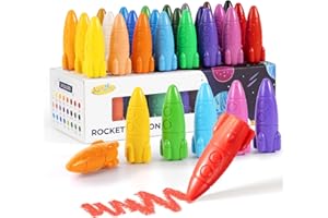 JUPITEARTH 24 Colors Crayons for Toddlers, Non-Toxic Washable Rocket Crayons, Easy-to-Hold Coloring Gifts & Art Supplies for Little Hands