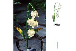 VCUTEKA Solar Garden Decor Stake Outdoor Light Glass Flower Stake for Yard Lawn Decor Backyard Decorations