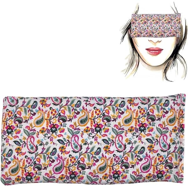 Coussin Yoga Yeux Fleurs Roses - Lavande & Riz Pour Relaxation Et Méditation