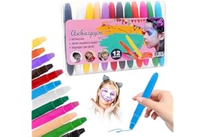 TALIFOCA Kit Maquillaje Niño 12 Colores,Pintura Facial y Corporal Lavable,Para Carnaval,Body Painting,Disfraces y Pintura Barriga,Maquillaje Infantil Seguro