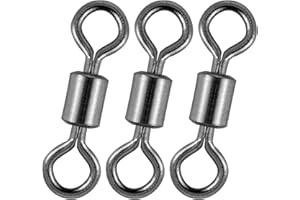 Alwonder Lot de 50 Émerillons Rolling, Plusieurs Tailles Émerillons de Pêche en Acier Inoxydable, Accessoires de pêche Solides Anneaux Matériel Pêche Mer, Connecteur pour Eau Douce&Salée