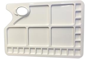 The Art Shop Skipton Plastic Rectangular Artist Palette with Thumb Hole - 5 Large & 18 Small Mixing Wells