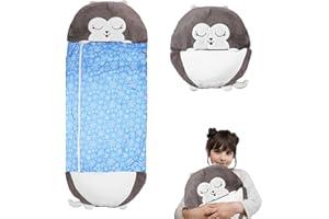 LUFEEMGA 2-in-1 Kinderschlafsack, Faltbar Tier Schlafsack Kinder, Flauschige Weiche Kuscheltier Schlafsack mit Kissen, Spielzeug Schlafsack für Jungen und Mädchen, Geschenk-Schlafsäcke