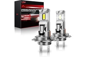 AUXIRACER Lampadina H7 LED, Anti-errore CSP 80 W 22000LM +600% LM 6500K Bianco Faro per Auto e Moto, 2024 Migliorata Sostituzione Lampadina alogena e Kit Xenon-1:1 Mini H7,DC12V,2 Lampadine