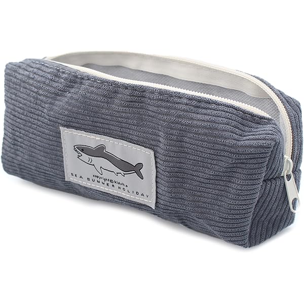 Set Di 2 Astucci In Tessuto A Coste Rosa Carne E Grigio - Capienza Grande 19x6x7 Cm, Portapenne Morbido Per Scuola, Ufficio, Cosmetici - 4