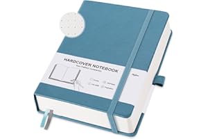 GOSIRM Notizbücher A5 Dotted, Hardcover Gepunktet Notizbuch Journal Notebook mit 320 Nummerierte Seiten, 100 g/m² Tintenfestes Dickes Papier, Mehrfarbige Registerkarten, Innentaschen, 160 Blatt, Blau