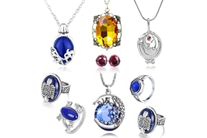 HJYZY Vampire Diaries-smycken, daywalking, Katherine, Bonnie, Moon, Elena, Gilbert, Vervain, medaljong, halsband, Salvatore, Damon, Stefan, familjevapenring för finger, diamantörhängen, 9 stycken