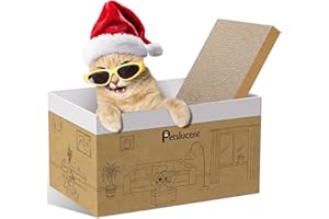 PETSLUCENT Cat Scratching Board Cat Scratcher: Large Size Cat Scratch Box for Indoor Kitty to Rest and Play - Reversible Scratcher with Catnips Box Bed Desigh for Small Medium Cat