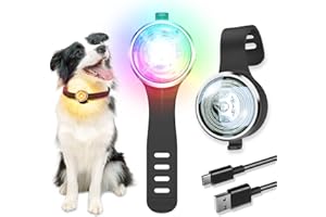 UMIONE Zestaw 2 lampek LED do ponownego ładowania, 8 kolorów, wodoszczelność IP66, z taśmą silikonową, dla psów/kotów, 2 sztuki w opakowaniu (pudełko prezentowe)