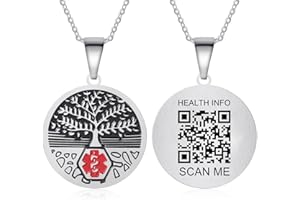 Theluckytag Medical Alert Necklace for Men Women Kids - 19'' Medical Necklace Engraved QR Code Medical ID Necklace - More Space Custom Online Emergency Medical Info