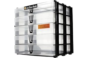 WestonBoxes A4 Box Stak, Stackable Craft Storage Box Unit Including Plastic A4 Storage Boxes with Lids (Transparent, Pack of 1)