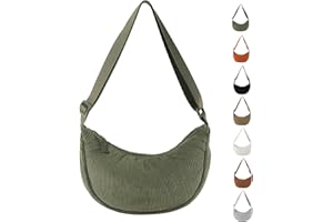 LOCCY Crossbody Bag Damen Cord, Halbmond Tasche Damen Cord, Einfarbige Halfmoon Bag Kord mit Verstellbarer Schultergurt für Frauen Reisen