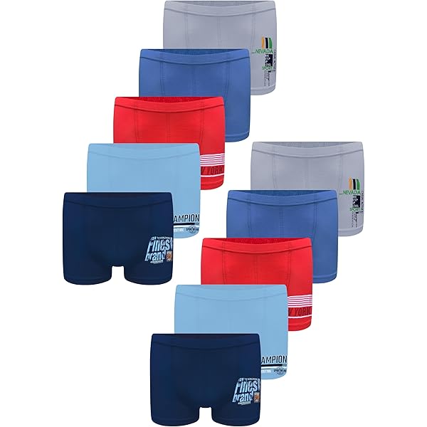 Set van 10 boxershorts voor jongens van katoen, maat 110-116, 122-128, 134-140, 122-128