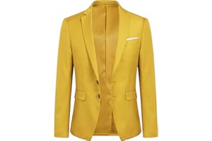 YOUTHUP Blazer da Uomo Giacca da Abito con 2 Bottoni Formale Monopetto Slim Fit Elegante Giacche da Smoking