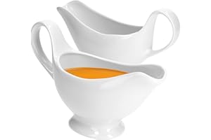 MamboCat 2er Set Sauciere Porzellan weiß 220ml I Sossenkanne I Klassische Saucen Behälter I Porzellankännchen für Bratensaft Käsedip & Salatdressing I Soßen Schale I Gastronomiebedarf Soßiere