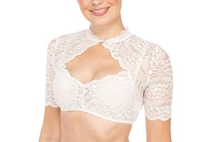 GENERIC Damen Dirndlbluse Spitze weiß Elegante Kurzarm Stretch Dirndl Bluse Trachtenbluse für Oktoberfest Dirndl Bluse Spitzenweste Spitzenbluse für Oktoberfest