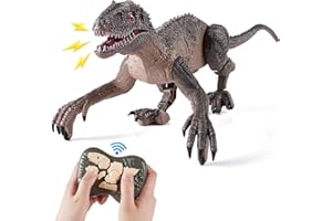 SGILE Remote Control Dinosaur Toys for Boys 3 5 7 8 12, Rechargeable Robot Dinosaur with Light & Sound, Jurassic Velociraptor Toddler Toys with Demo Key/Vivid Walking, BirthdayChristmas Gifts