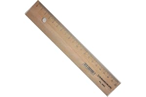 Onogal - Righello in legno di cedro naturale, vintage, 20 cm, con profilo interno in acciaio (7117)