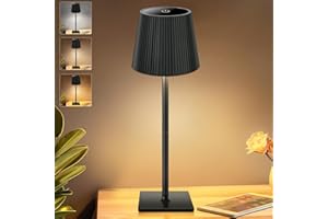 Riokko LED Tischleuchte Kabellos Touch Dimmbar 3 Farbtemperatur 5200mAh Nachttischlampe IP54, USB-C Akku Tischlampe Aufladbar(3000k-6500k), für Outdoor Nachttisch Esstisch Schreibtisch