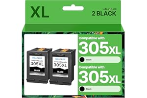 HALLOLUX 305 XL Remanufacturées Cartouches Remplacement pour HP 305 XL 305XL pour HP Envy 6000 6010 6020 6030 6032 6420 (Noir, 2-Pack)