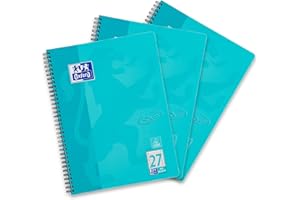 ‎OXFORD Oxford Touch Collegeblock A4 liniert, mit Doppelrand, 80 Blatt, aqua, 3 Stück