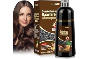 BLSFXROE Brown Hair Dye Shampoo 3in 1, Haarfarbe Shampoo Dunkelbraun Gegen Graue Haare Abdecken, Sofortiges Haarfärbeshampoo, Farbshampoo Braun für Männer Frauen 500ml