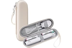 ProCase Fodral för Oral-B Pro/Pro 2, skyddande PU-läderfodral för Oral-B Pro, Philips Sonicare eller annan modell av samma storlek, hållbart hygieniskt, Beige färg, 19,5 x 6,4 x 6,9 cm, Resefodral