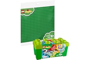 BRICKCOMPLETE Lego Duplo 2er Set: 10913 Steinebox & 2304 Große Bauplatte, grün