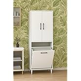 Kirli Sepetli 2 Kapaklı 3 Raflı &Ccedil;ok Ama&ccedil;lı Ahşap Banyo Dolabı, Banyo D&uuml;zenleyici &Ccedil;amaşır Sepeti