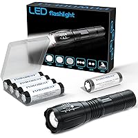 Taktische Taschenlampe Superhelle LED-Taschenlampe mit wiederaufladbarer 4x18650-Batterie 3,7-V-Batterie mit flachem…