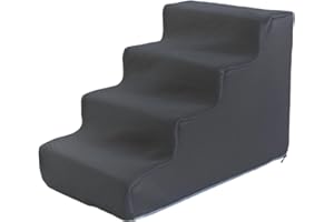 ＡＷＨＡＯ Escaleras para Mascotas, escaleras para Perros, rampa para Perros, Escalera Multiusos, Esponja de Alta Densidad para Perros pequeños, 4 Pasos Gris Oscuro