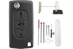 VAILIKEY 3 Tasten Flip Autoschlüssel Shell mit Stahl Pin Removal Tools Nadelfeile Für Citroen Berlingo Dispatch Toyota Proace FIAT Scudo Peugeot Partner Expert Van (VA2 CE0536)