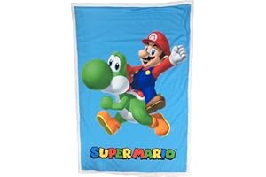 HÔMADICT Super Mario Sherpa Manta - 100 x 150 cm - Manta Polar Suave y cálida - Mario & Yoshi y cómoda - Licencia Oficial