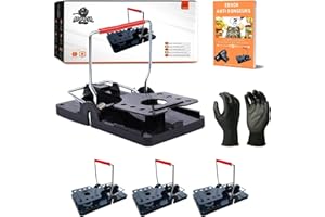BENLIGHT 4X Trappole professionali per topi di dimensioni XXL, ultra potenti e riutilizzabile , tappetino per rati + guanti inclusi | Trappola per topi per giardino e casa al chiuso Pack x 4 trappole per ratti