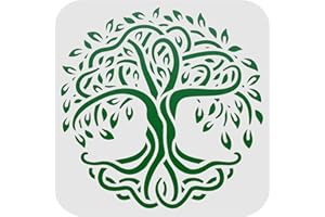 FINGERINSPIRE Arbre de Vie Motif Pochoirs Modèle de Décoration 15x15cm en Plastique Arbre Dessin Peinture Pochoirs Carrés Réutilisables Pochoirs pour Peinture sur Bois, Sol, Mur et Carrelage