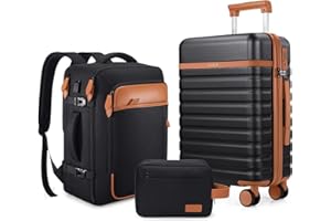 UKEIN Kofferset 3 Teilig Leicht 100% PC Reisekoffer mit Rollen Trolley & TSA Schloss,Hartschalenkoffer Set,Trolley Handgepäck Mit 1 Reisetasche und 1 Kulturbeutel