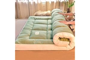 DSAOTENG Materasso futon giapponese spesso, extra soffice, tatami, tappeto da letto pieghevole, morbido, traspirante e arrotolabile per soggiorno, dormitorio, ospite, campeggio, divano (verde)