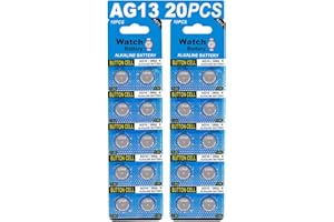 HQB Pack of 20 AG13 LR44 1.5 V Alkaline Button Cell Batteries Without Mercury (357/357A/L1154/A76/GPA76)