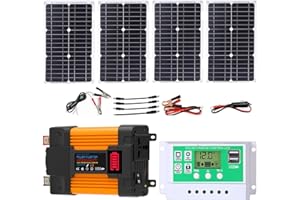ZQIRUIQZ 4000W 6000W Kit Completo De Inversor Solar Con Controlador De 50A Y Paneles Solares De 100W Sistema De Red Doméstica Para Sistemas De Generación De Energía Domésticos Y Exteriores(4000W,12V-220V)